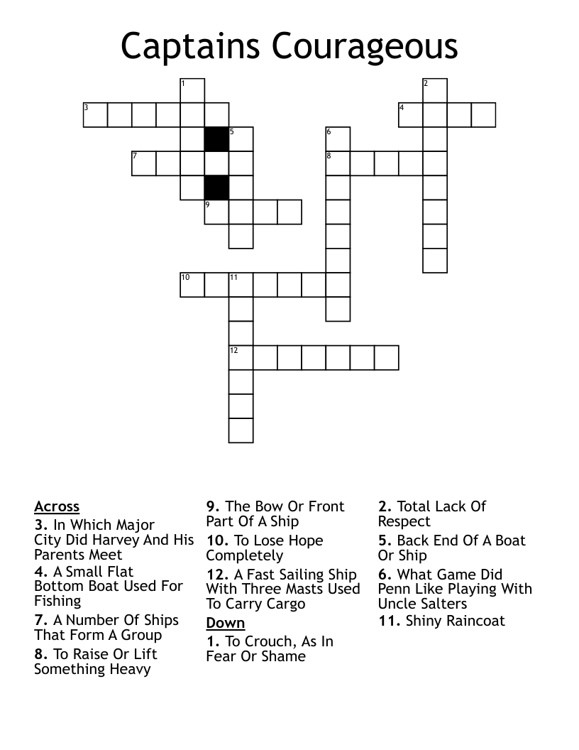Captains Courageous Crossword