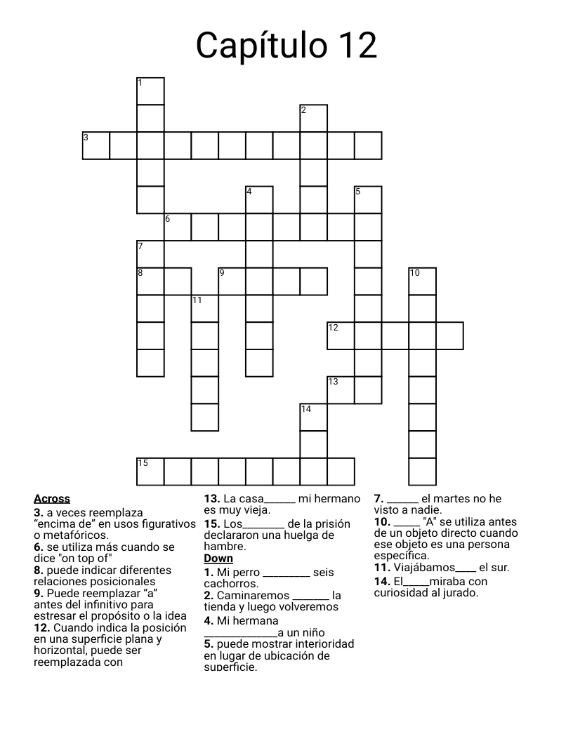 Capítulo 12 Crossword