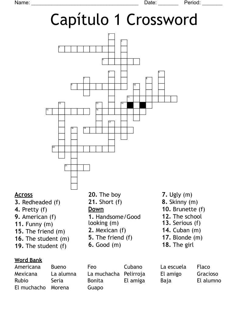 Capítulo 1 Crossword