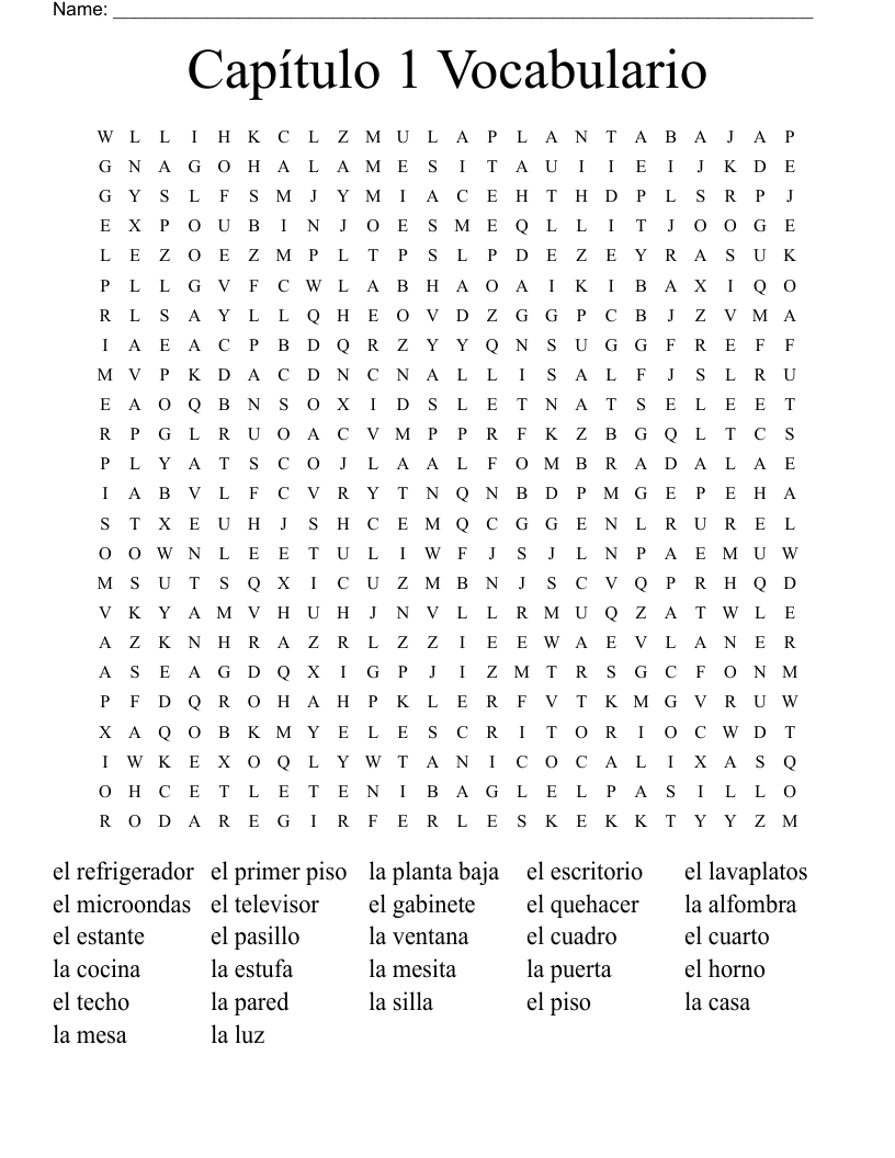 Capítulo 1 Vocabulario Word Search