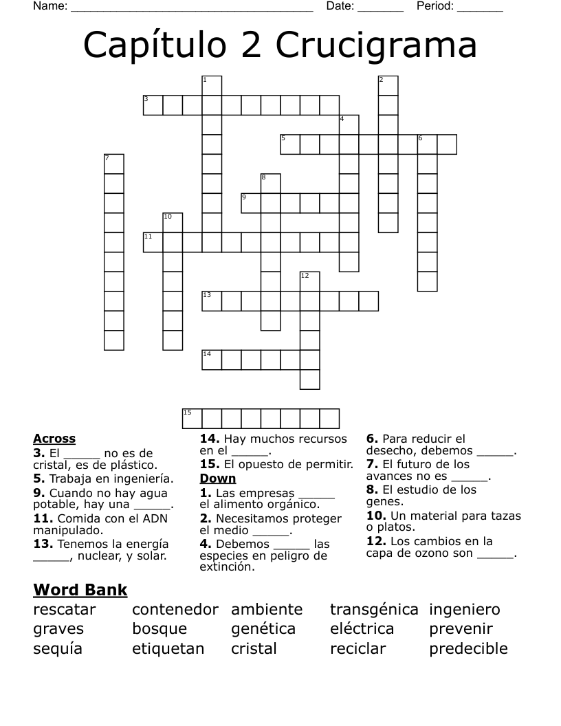 Capítulo 2 Crucigrama Crossword