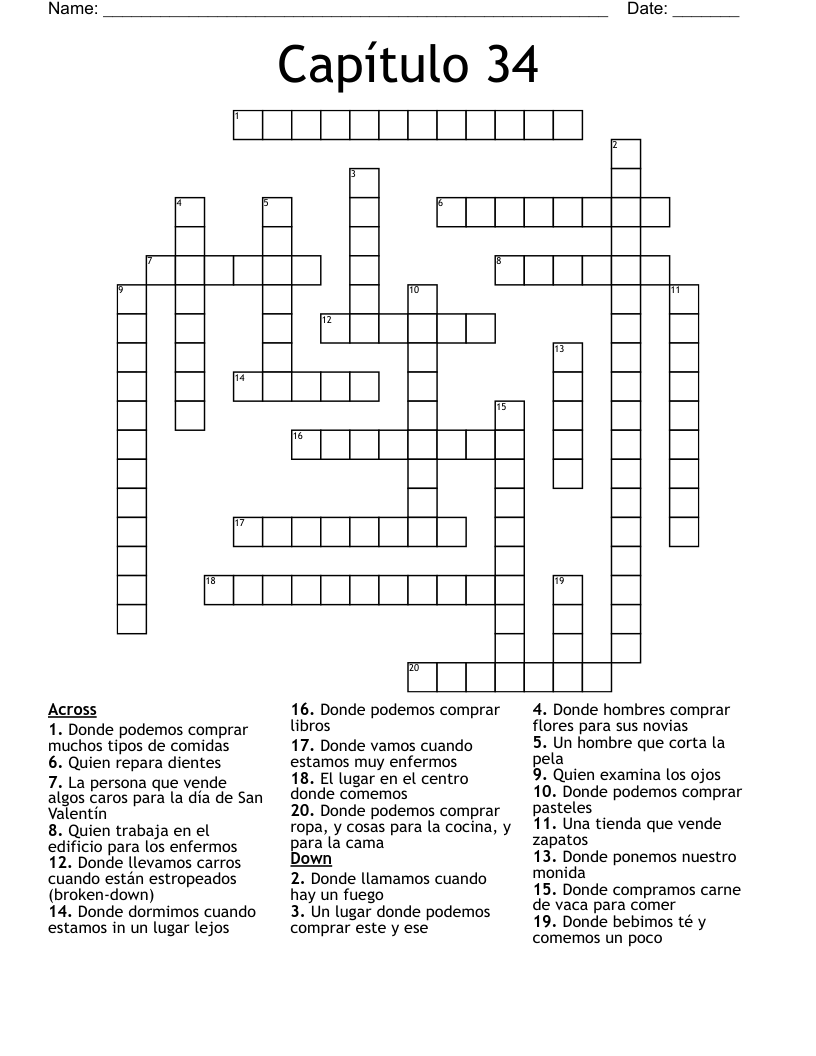 Capítulo 34 Crossword