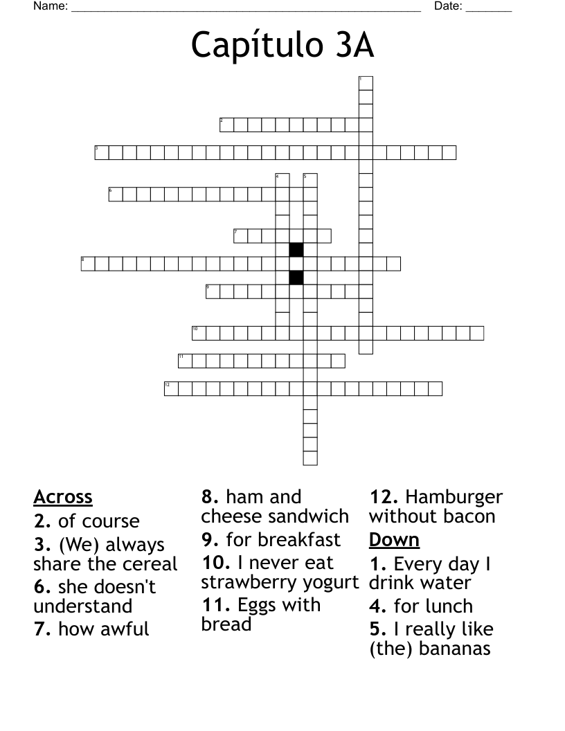 Capítulo 3A Crossword