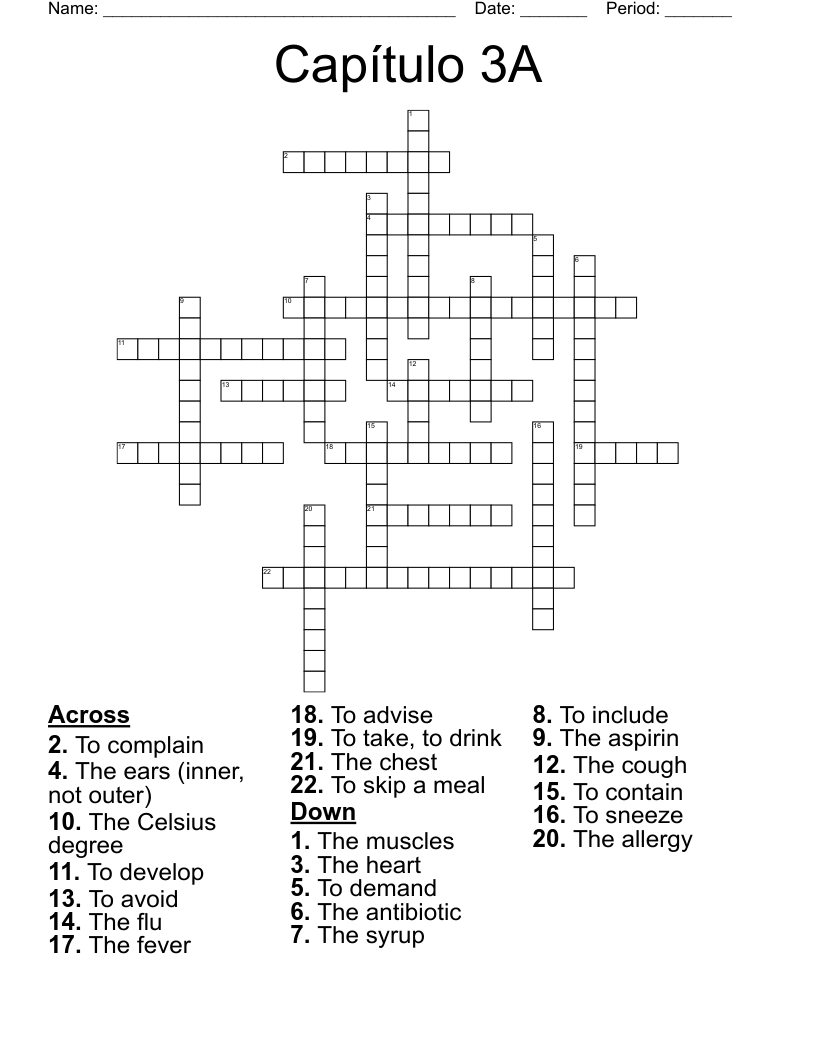 Capítulo 3A Crossword