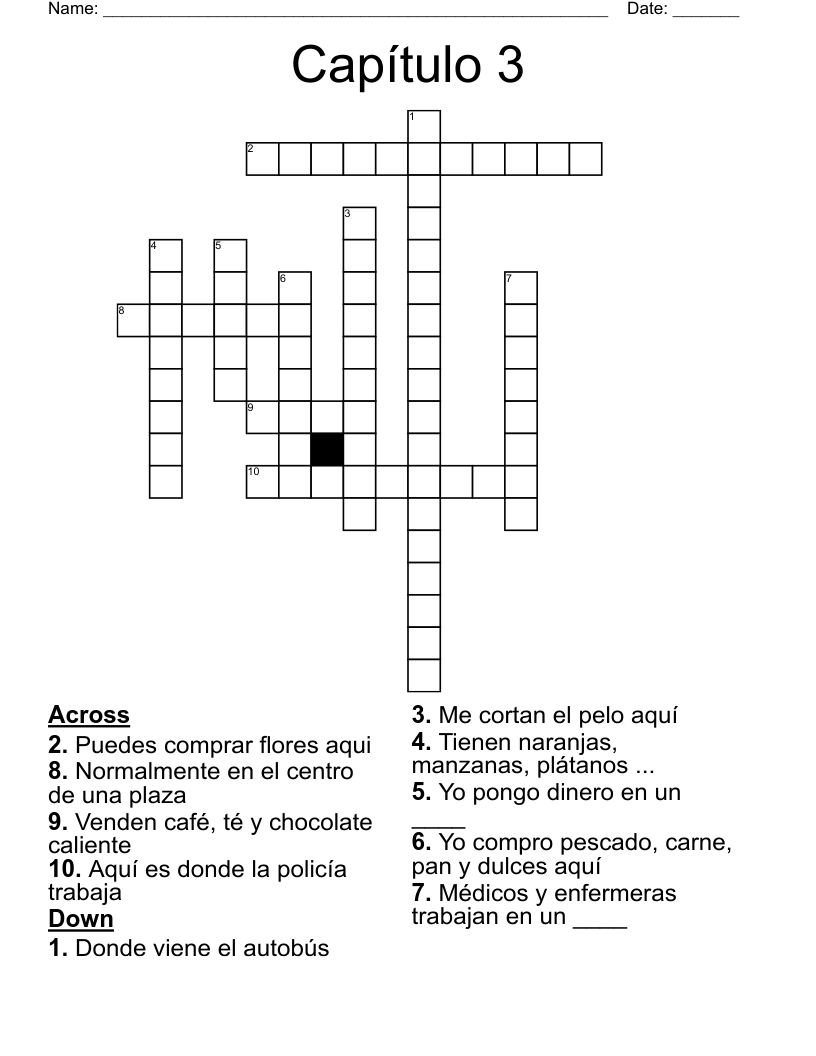 Capítulo 3 Crossword