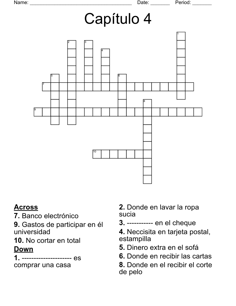 Capítulo 4 Crossword