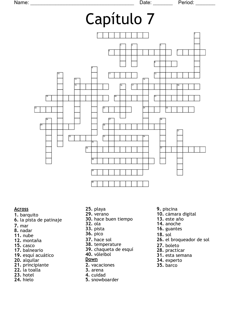 Capítulo 7 Crossword
