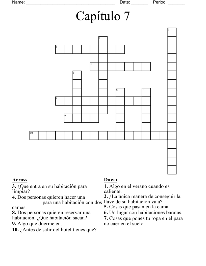 Capítulo 7 Crossword