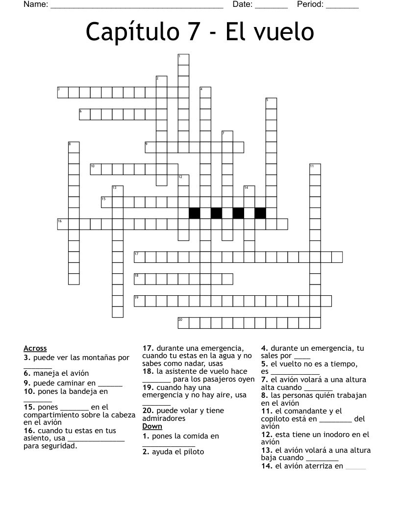 Capítulo 7 - El vuelo Crossword