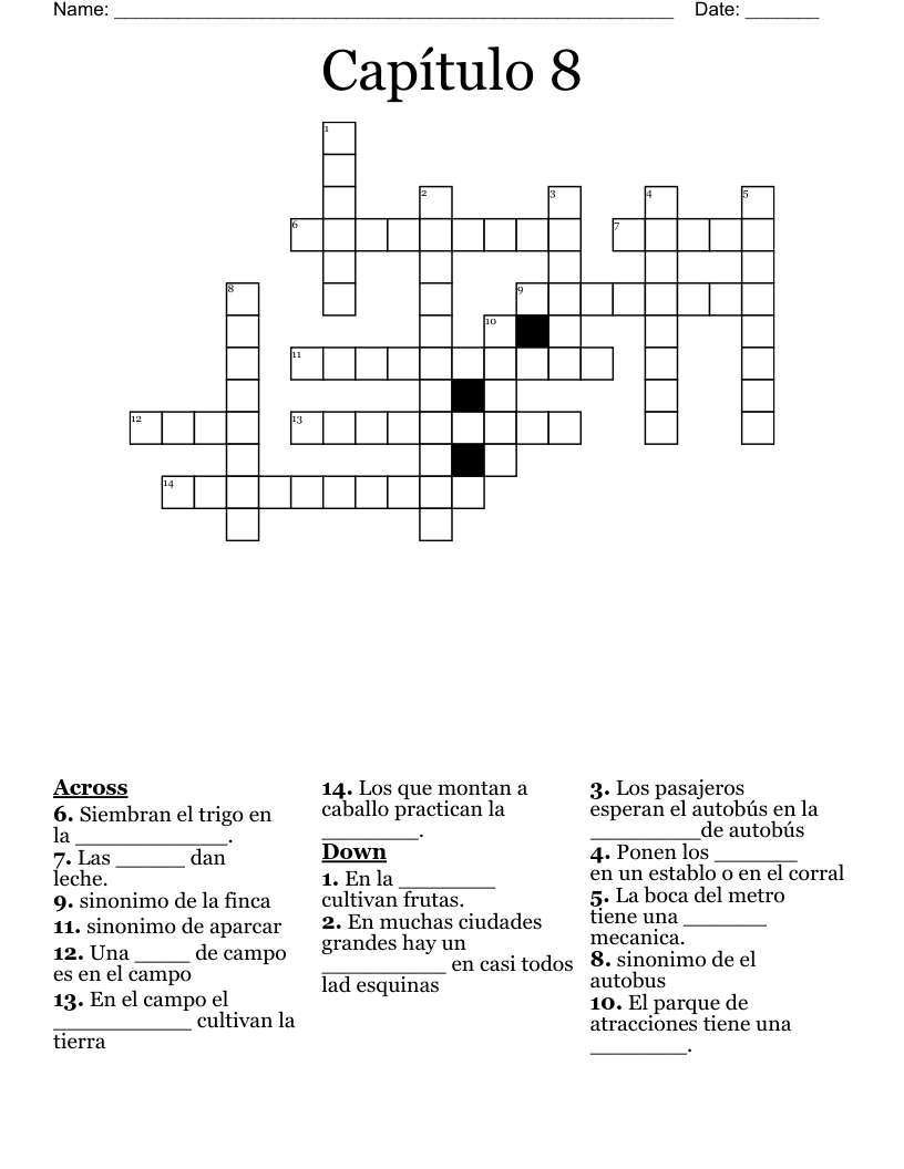 Capítulo 8 Crossword