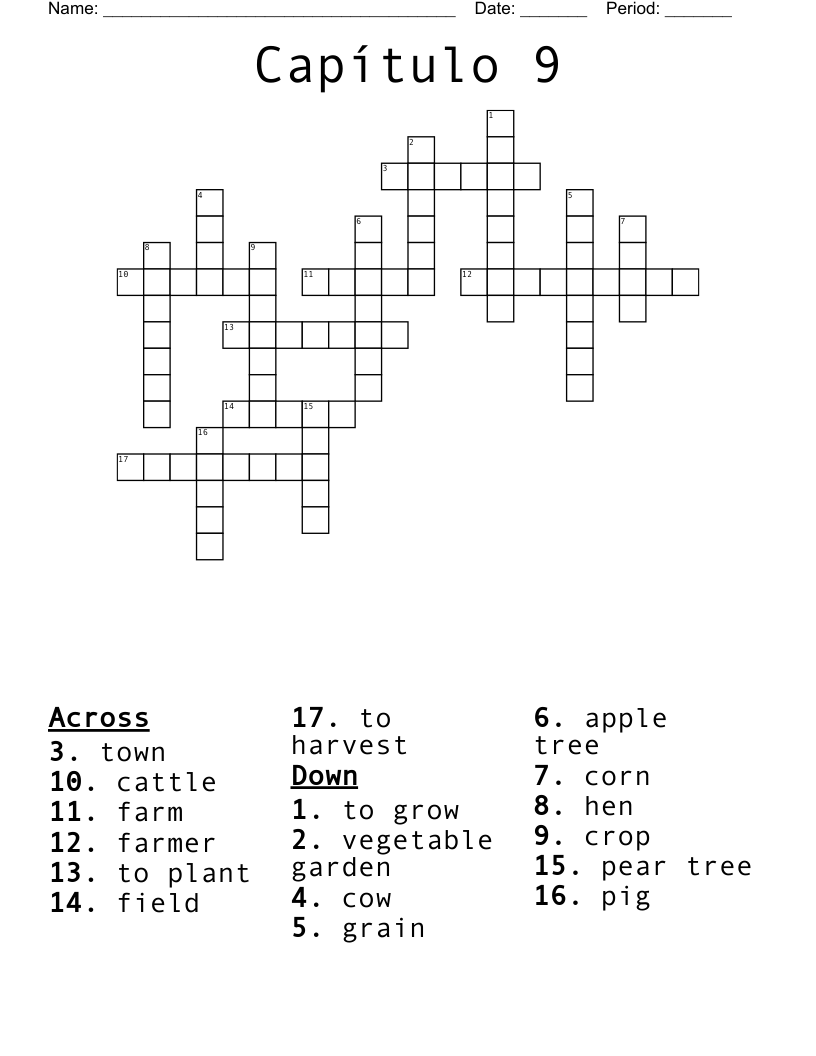 Capítulo 9 Crossword