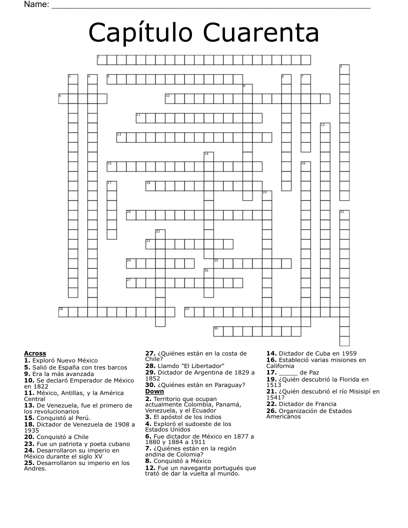 Capítulo Cuarenta Crossword