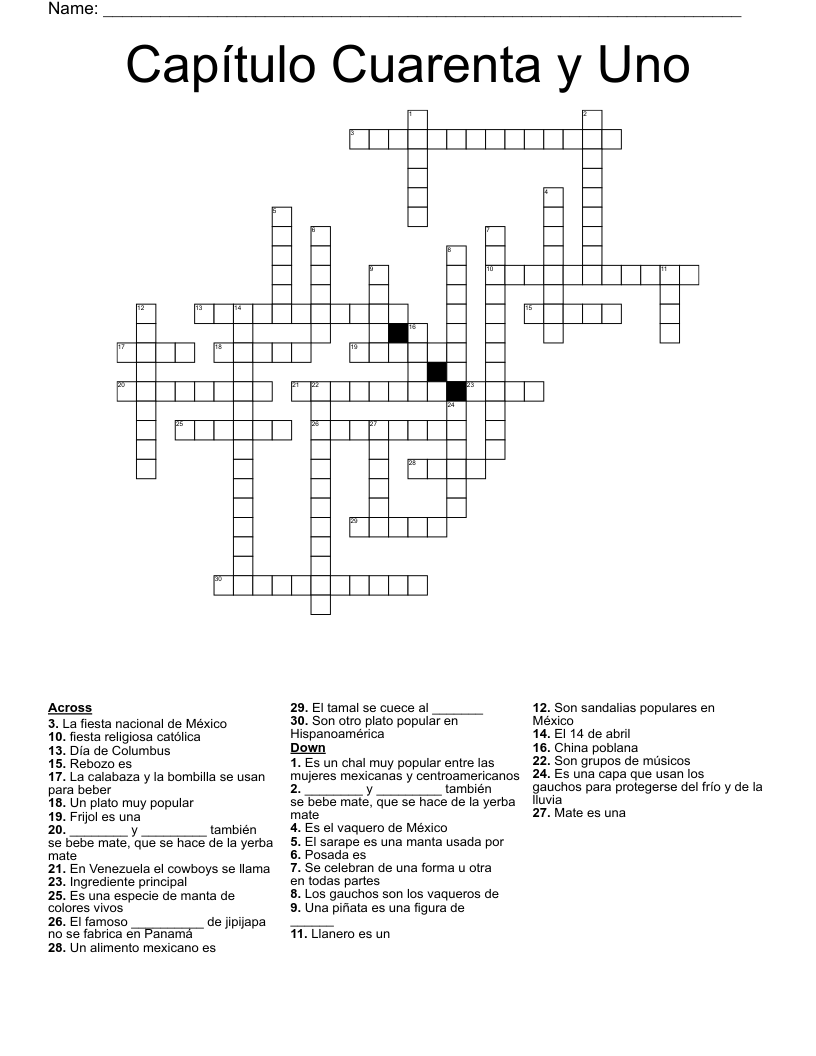 Capítulo Cuarenta y Uno Crossword
