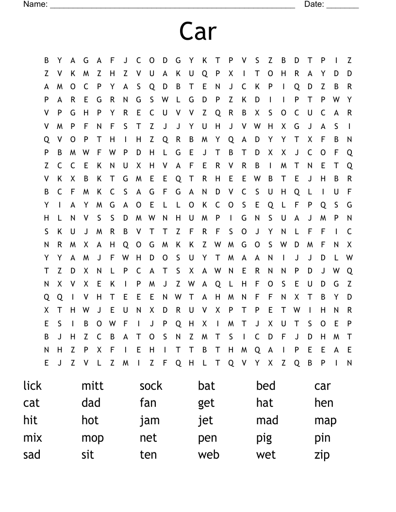 Car Word Search