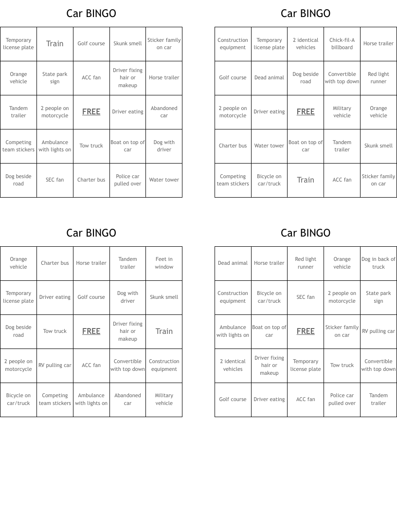 Car BINGO