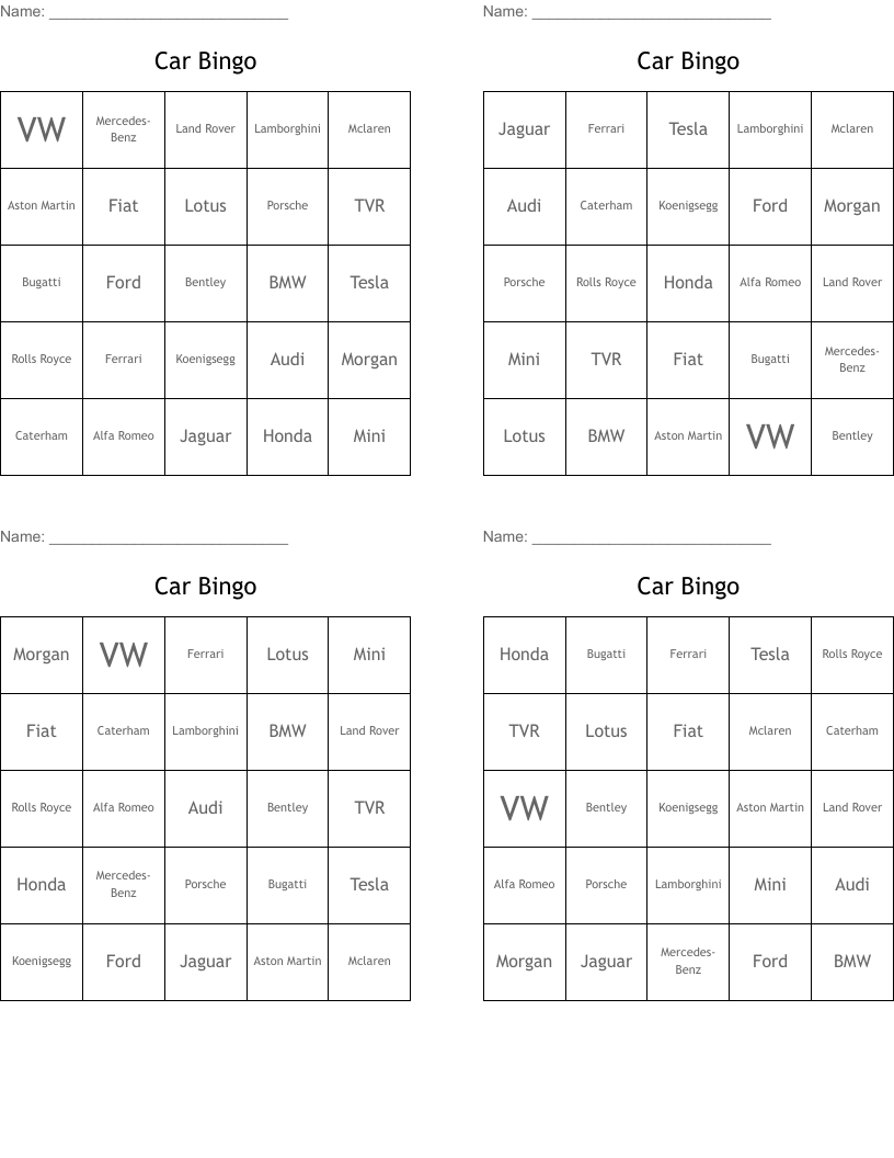 Car Bingo
