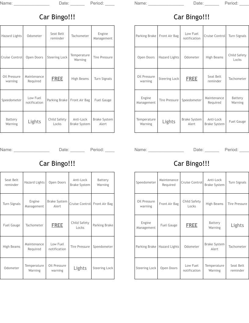 Car Bingo!!!