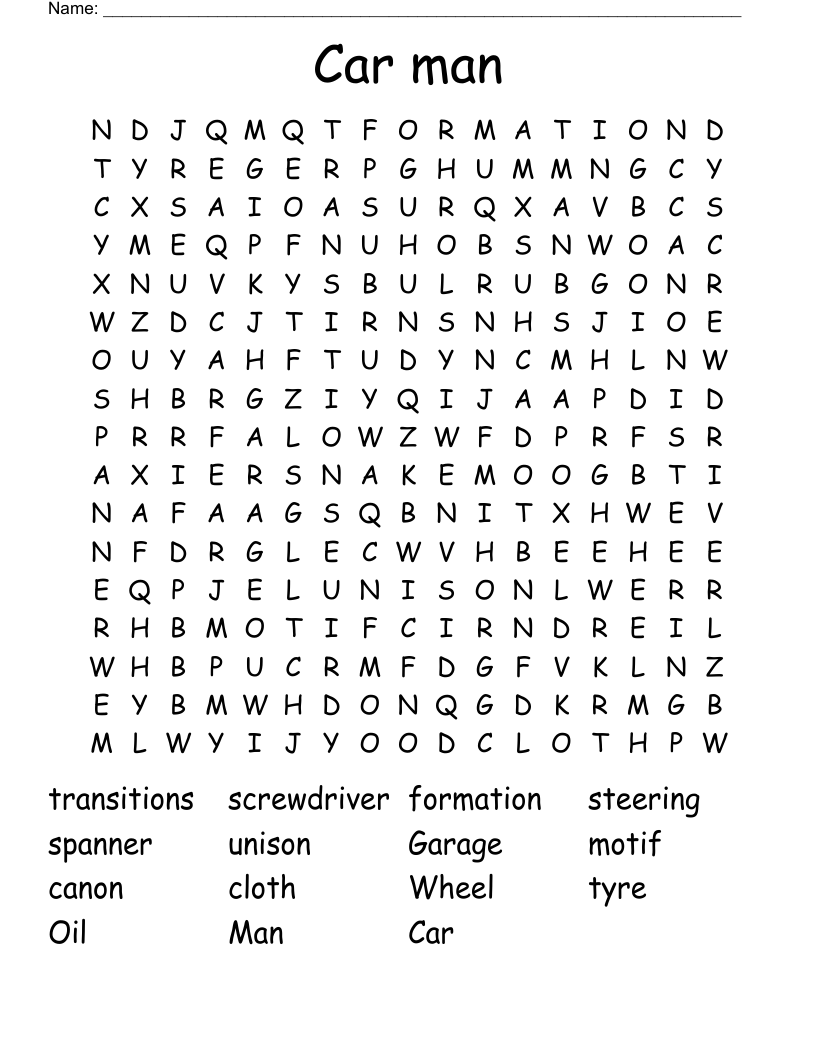 Car man Word Search