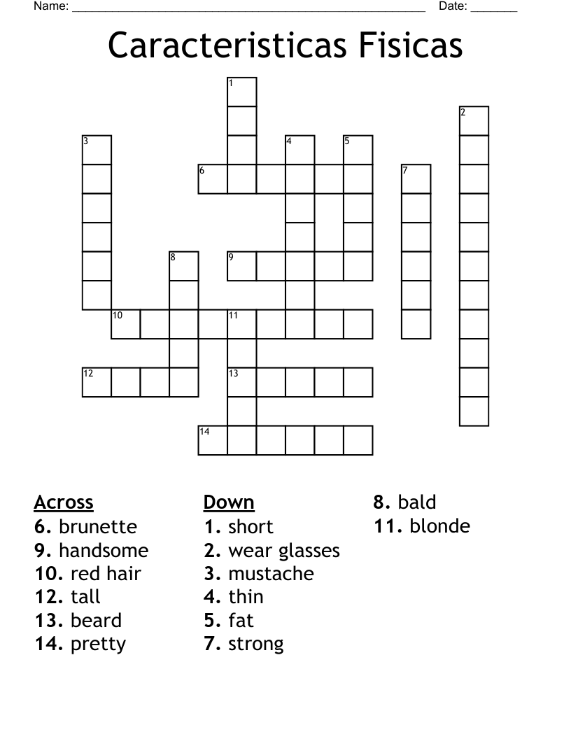 Caracteristicas Fisicas Crossword