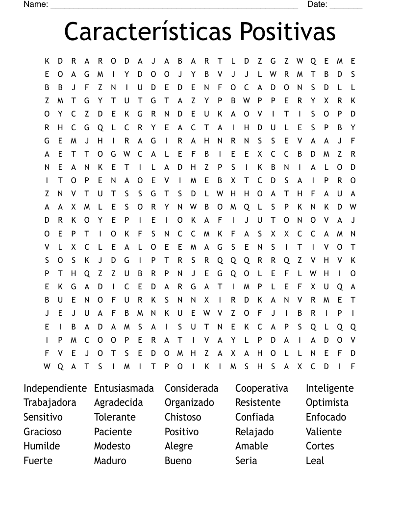Características Positivas Word Search