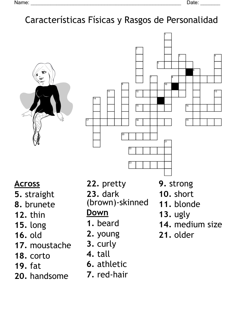 Características Físicas y Rasgos de Personalidad Crossword