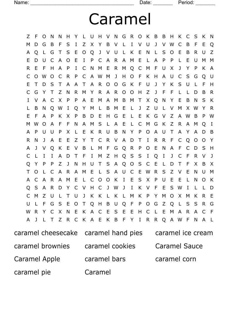 Caramel Word Search