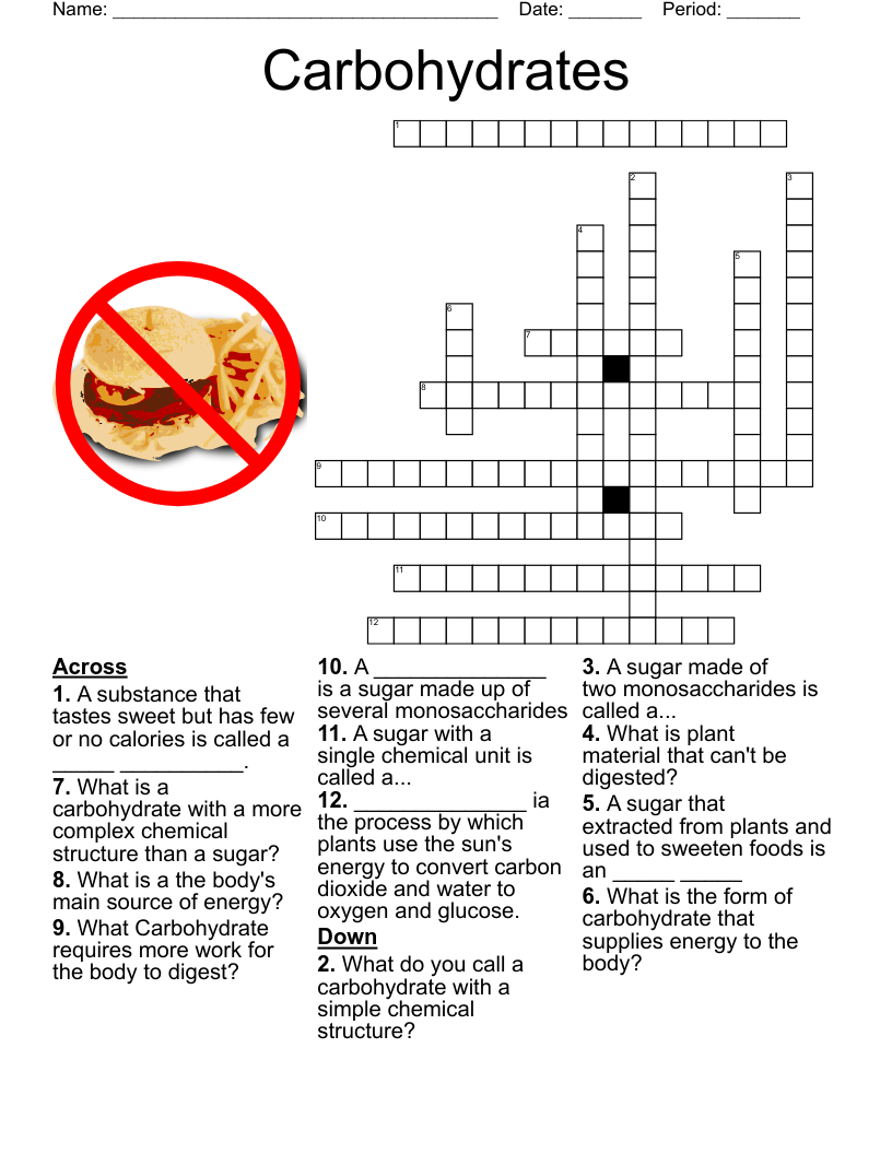 Carbohydrates Crossword