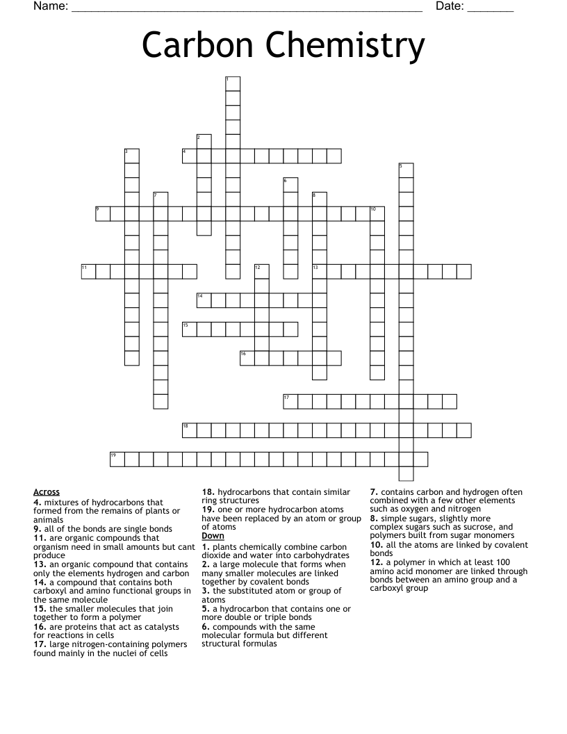 Carbon Chemistry Crossword