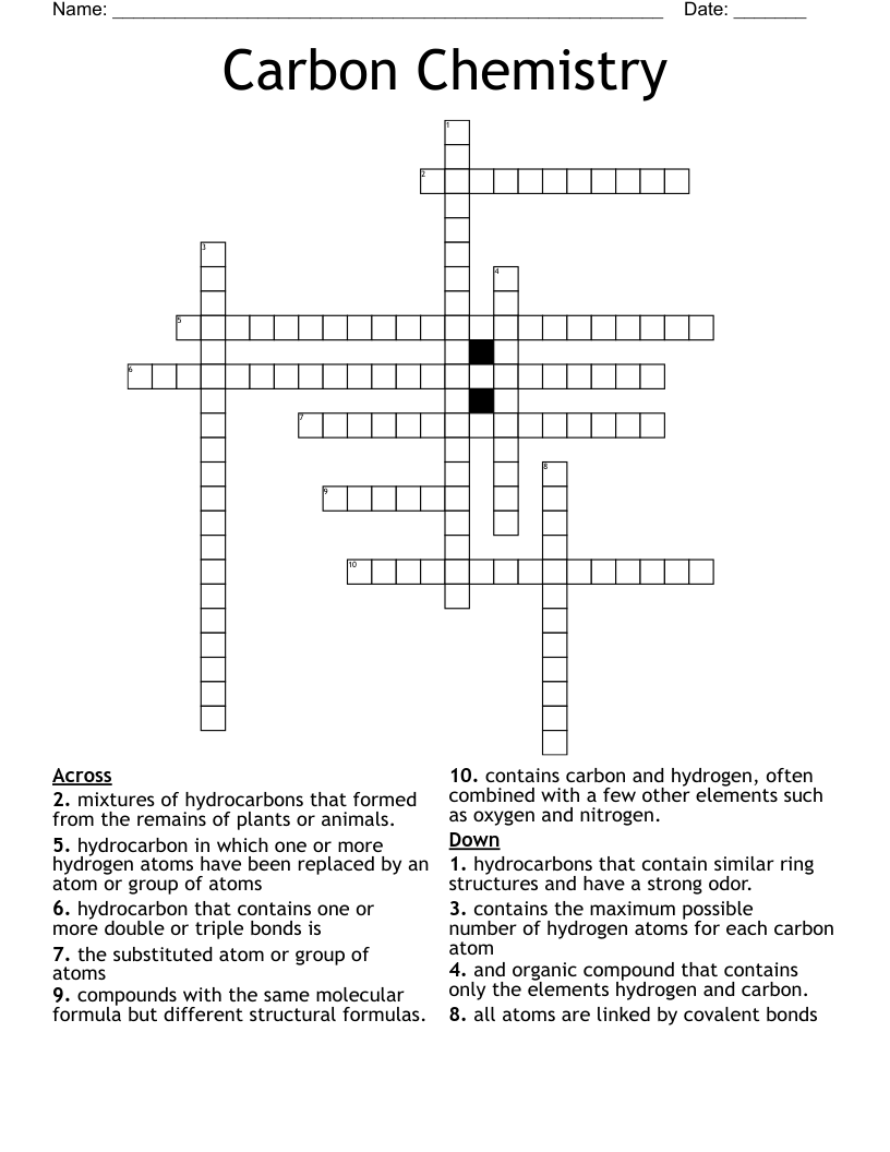 Carbon Chemistry Crossword