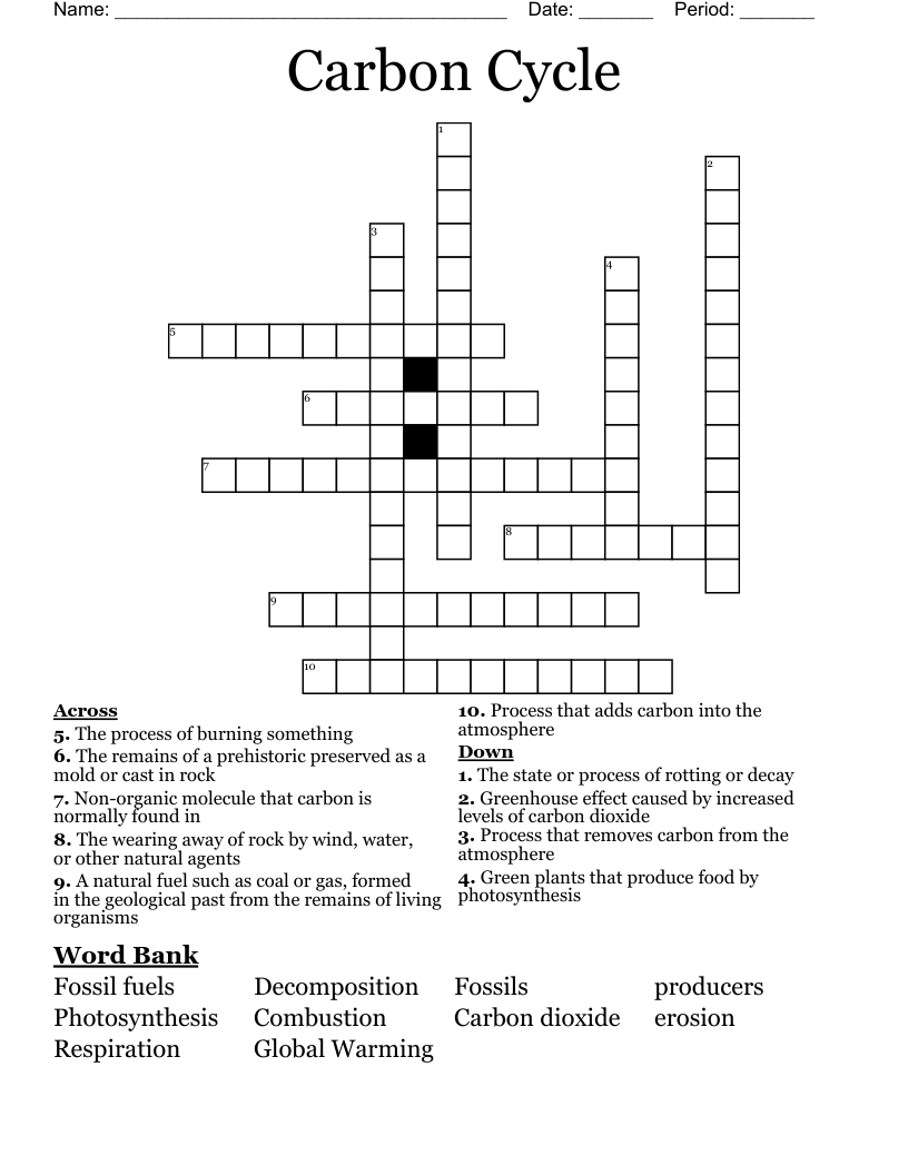 Carbon Cycle Crossword