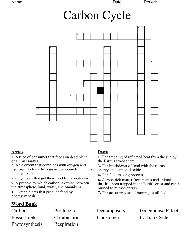 Carbon Cycle Crossword
