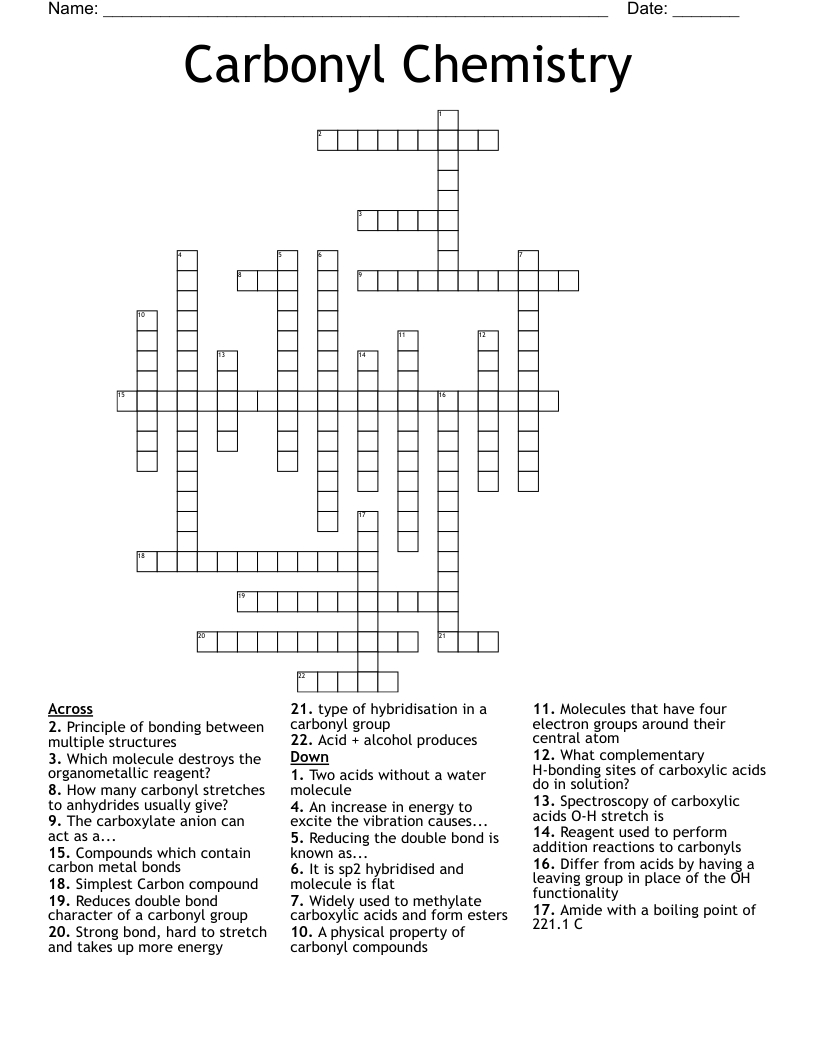 Carbonyl Chemistry Crossword