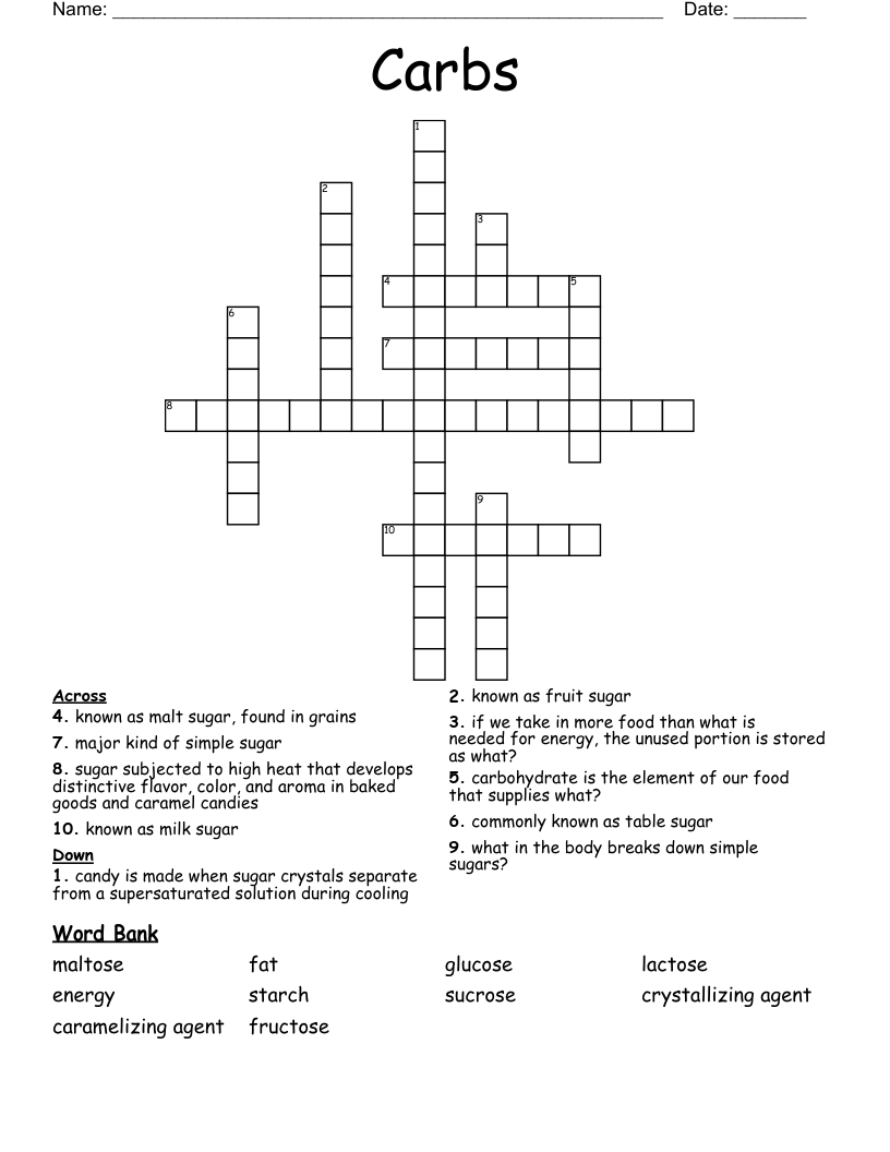 Carbs Crossword