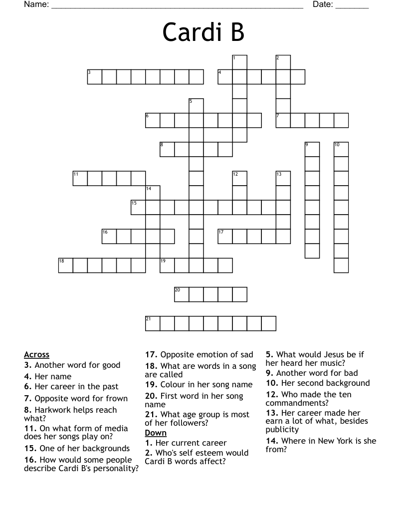 Cardi B Crossword