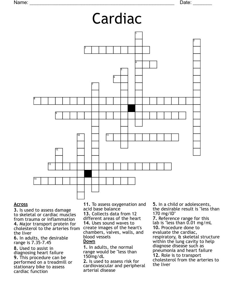 Cardiac Crossword