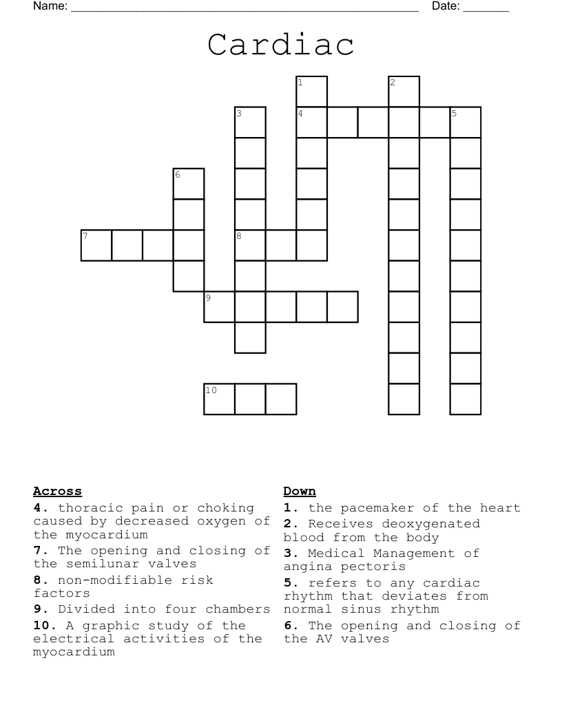 Cardiac Crossword
