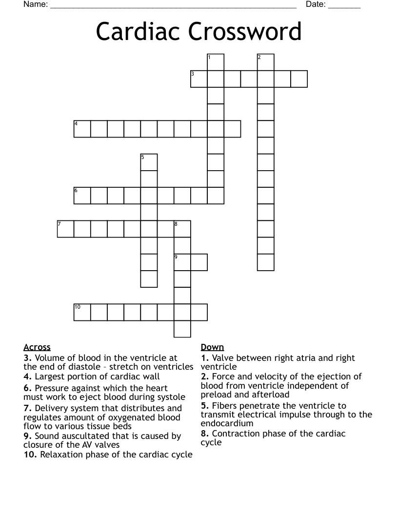 Cardiac Crossword
