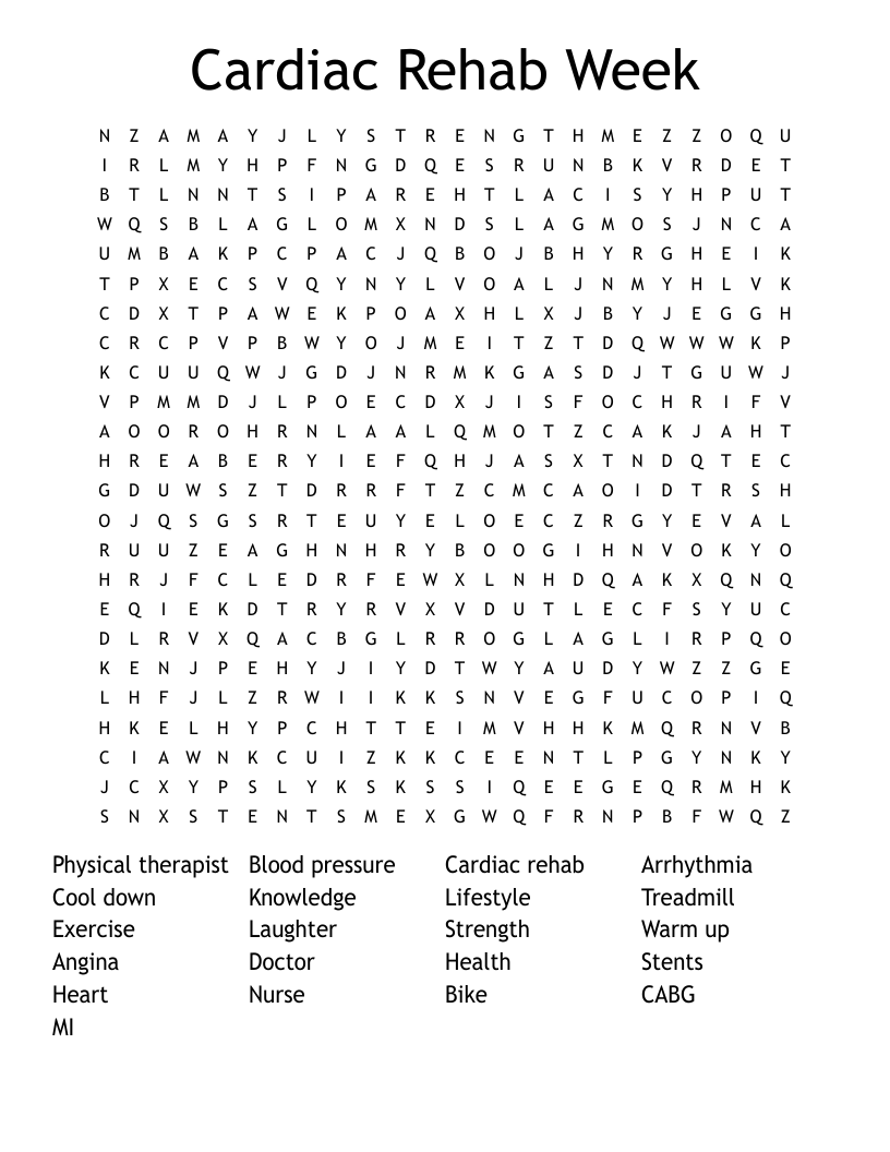 Cardiac Rehab Week Word Search