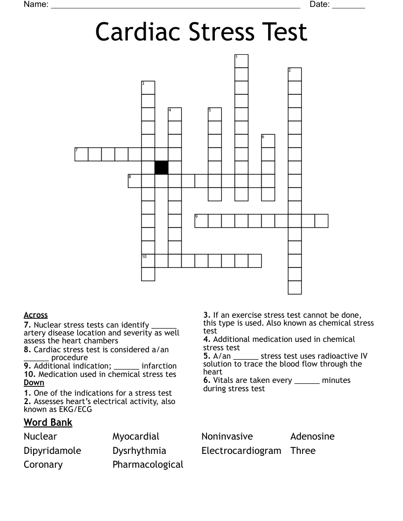 Cardiac Stress Test Crossword