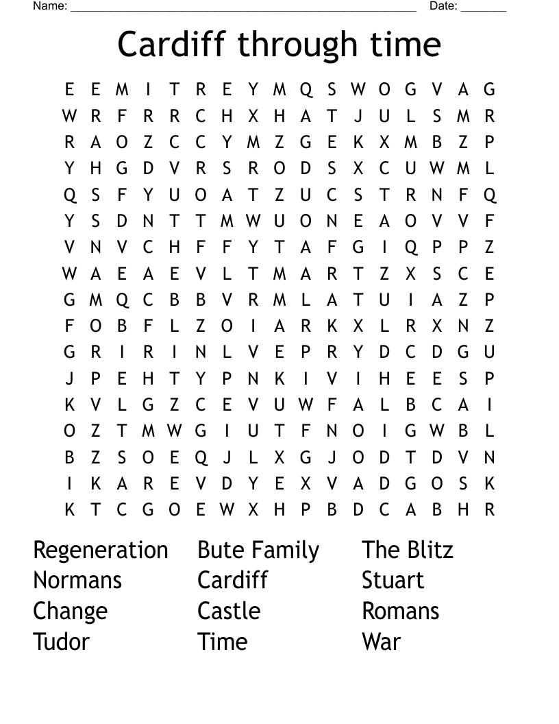 Cardiff through time Word Search
