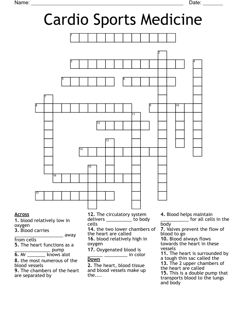 Cardio Sports Medicine Crossword