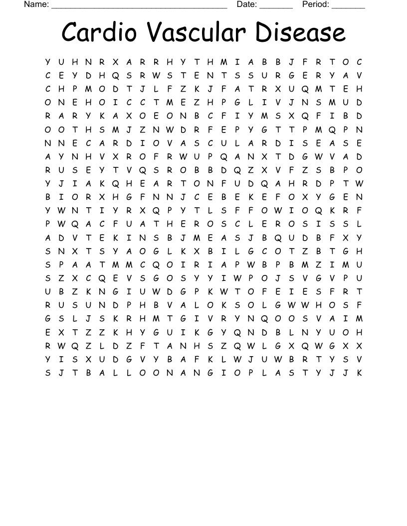 Cardio Vascular Disease Word Search