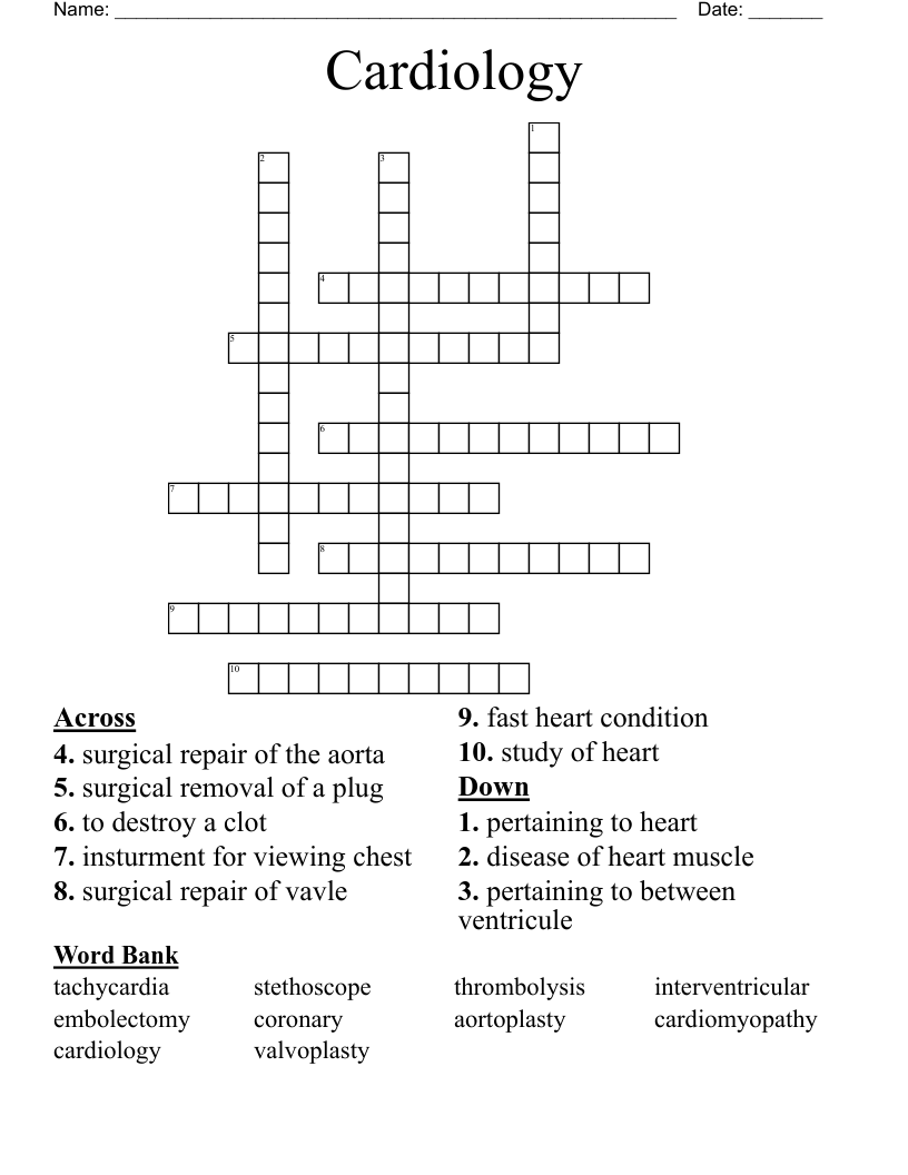 Cardiology Crossword