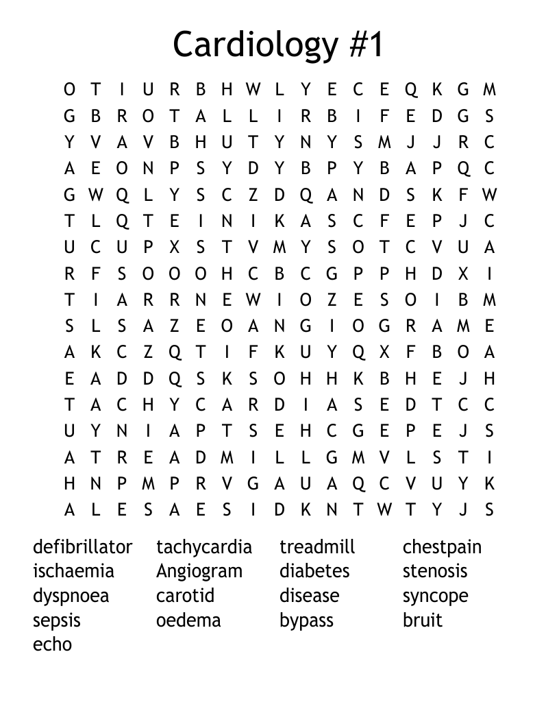 Cardiology #1 Word Search