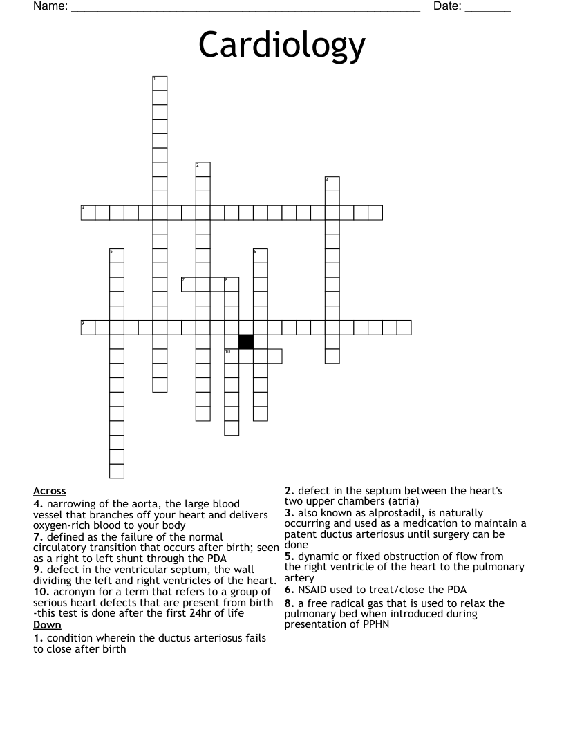 Cardiology Crossword