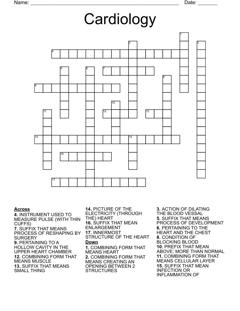 Cardiology Crossword