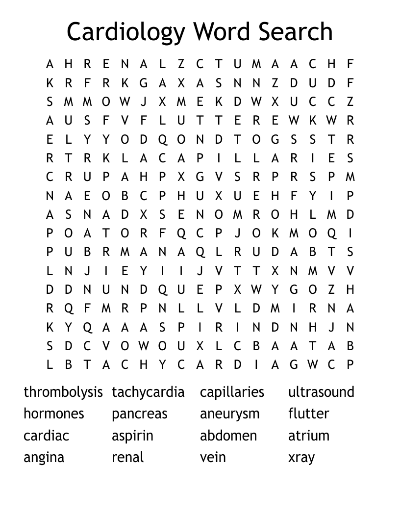 Cardiology Word Search