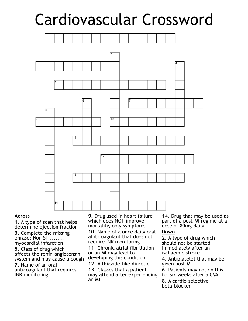 Cardiovascular Crossword