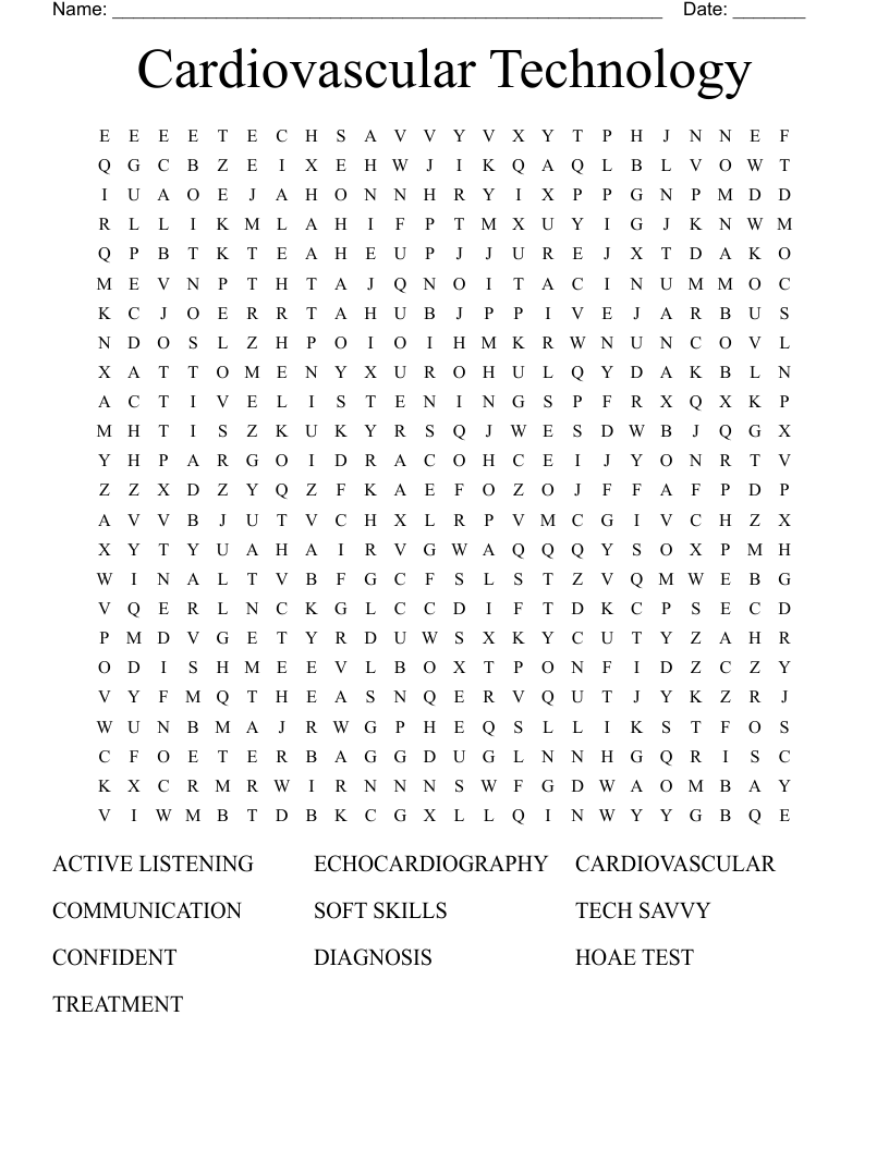 Cardiovascular Technology  Word Search