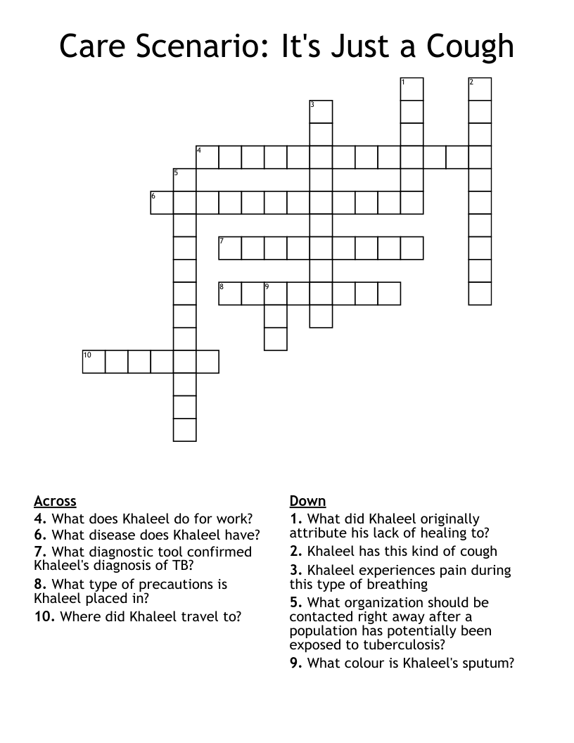 Care Scenario: It's Just a Cough Crossword
